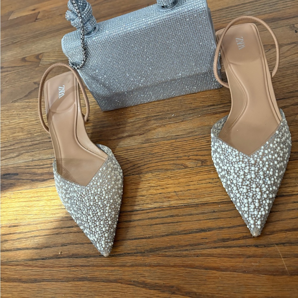 Zara Women's Beige Beaded Heels